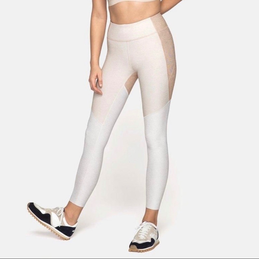 New Outdoor Voices Oatmeal Tri-Tone Warm Up Leggings Size Small